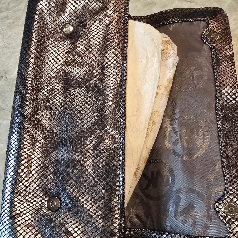 Michael Kors Black/Silver Snake Pattern Clutch - Picture 5 of 16
